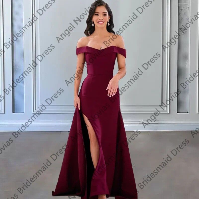 

Customized Long Mermaid Burgundy Bridesmaid Dresses with Detachable Skirt Wedding Guest Dress vestido de madrinha de casamento
