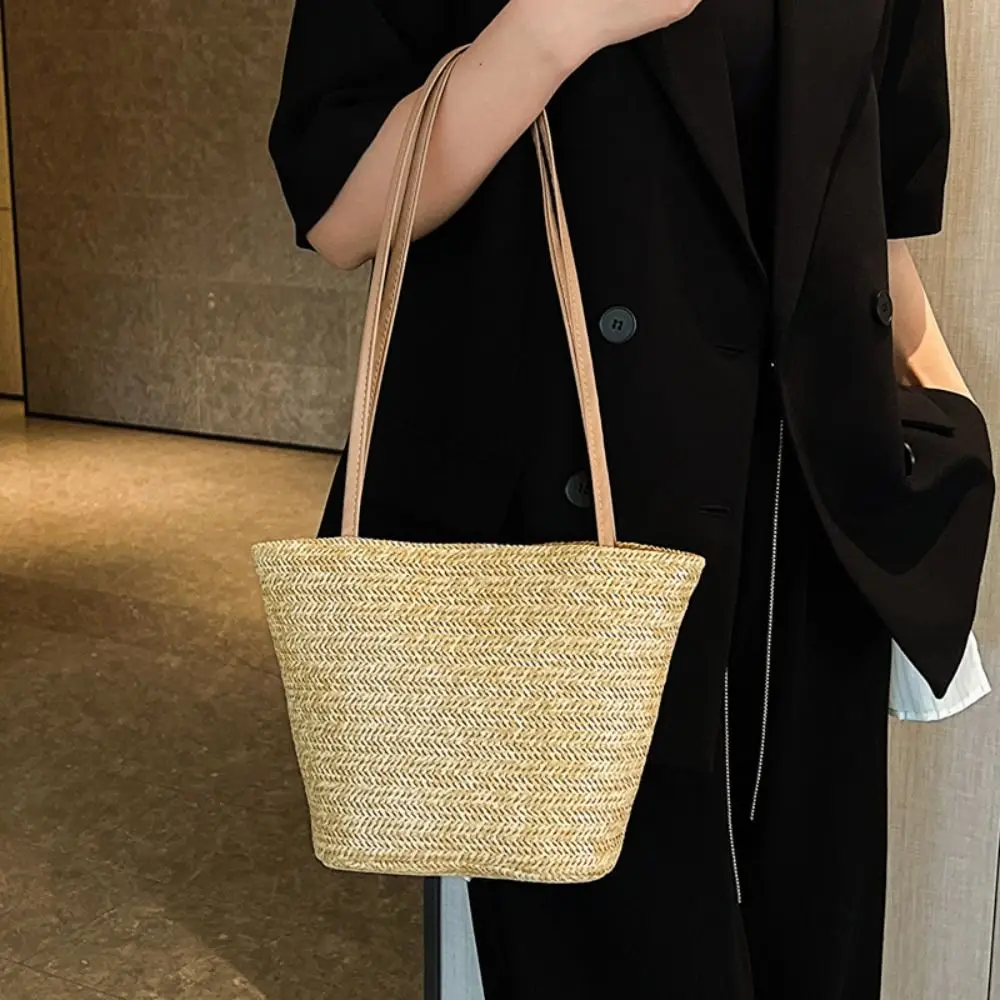 

Women Straw Shoulder Bags Casual Handbags Totes Large Capacity Shopping Bags Beach Holiday Bags