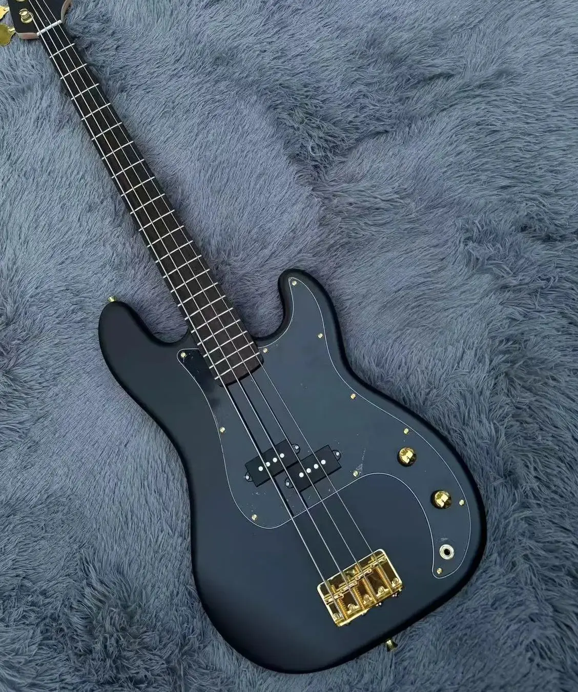 In Stock New 4 String Electric Bass Guitar Mahogany Body Maple Neck In Matte Black 241010