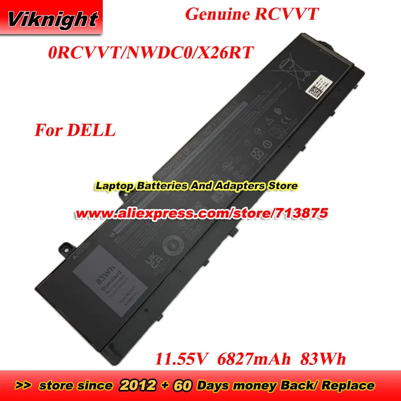 

Оригинальный аккумулятор RCVT 0RCVT NWDC0 X26RT 11,55 В 6827 мАч 83 Втч для DELL Precision 16 7680 VPXP2 7670 30FGD 7D5RG NG2M8 YGR88 7770