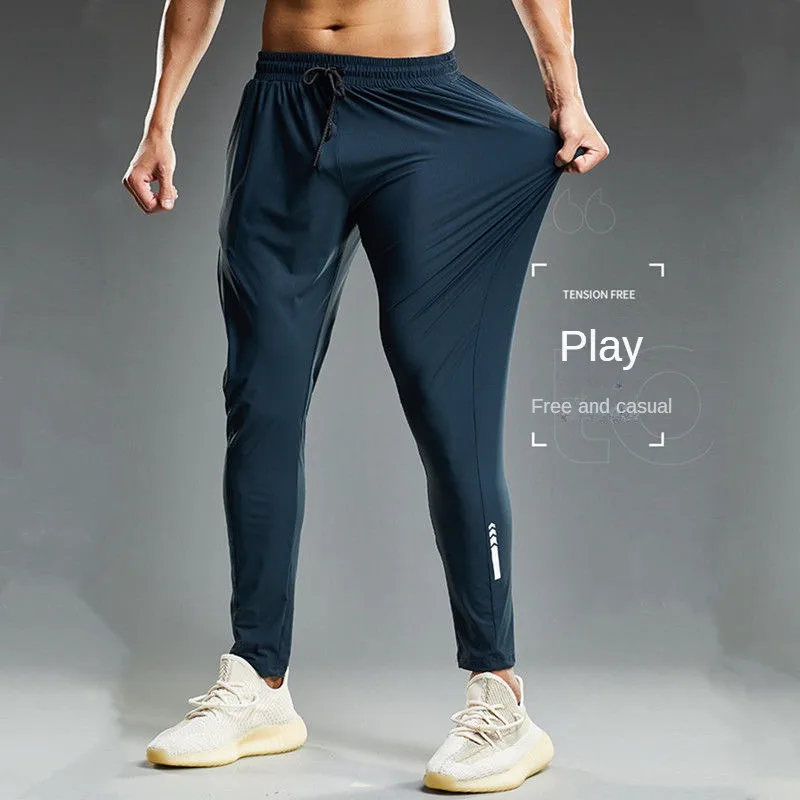 

Men Running Pants Summer Thin Sweatpants Elastic Shrink Leg Casual Outdoor Training Fitness Sport Jogging Pants Mens Trousers