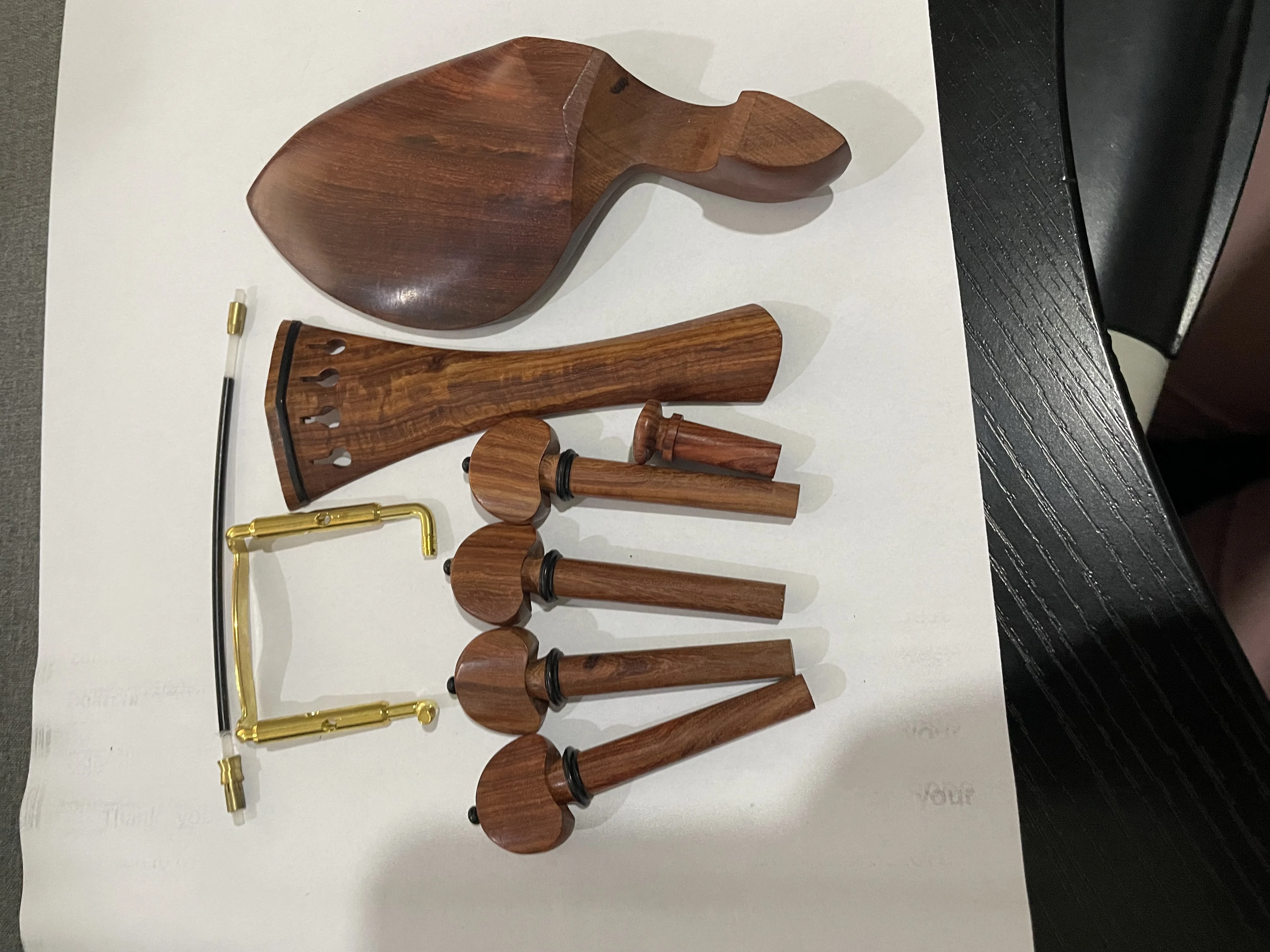 Violin Natural Ebony Wood Accessories, Parts Fittings,Tailpiece, Tuning Pegs, Endpins, Chin Rest, Chin Holder, High Quality, 4/4