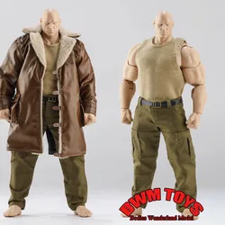 1/12 Scale WWE Male C4 Mid Length Version Fur Collar Leather Windbreak Coat Vest Cargo Pants Set For 7in MUFF Adam Action Figure