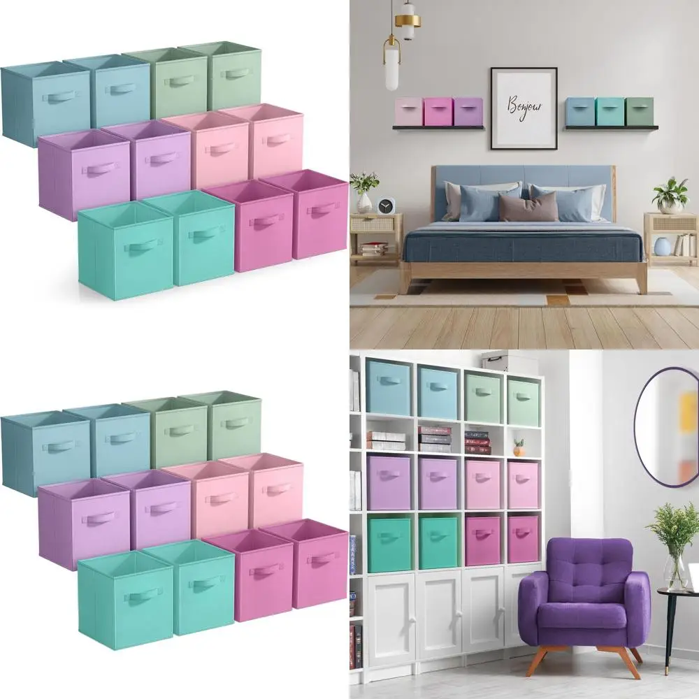 

Складные тканевые контейнеры для хранения – набор из 12 штук, 13 дюймов, с ручками, для организации одежды, игрушек, книг