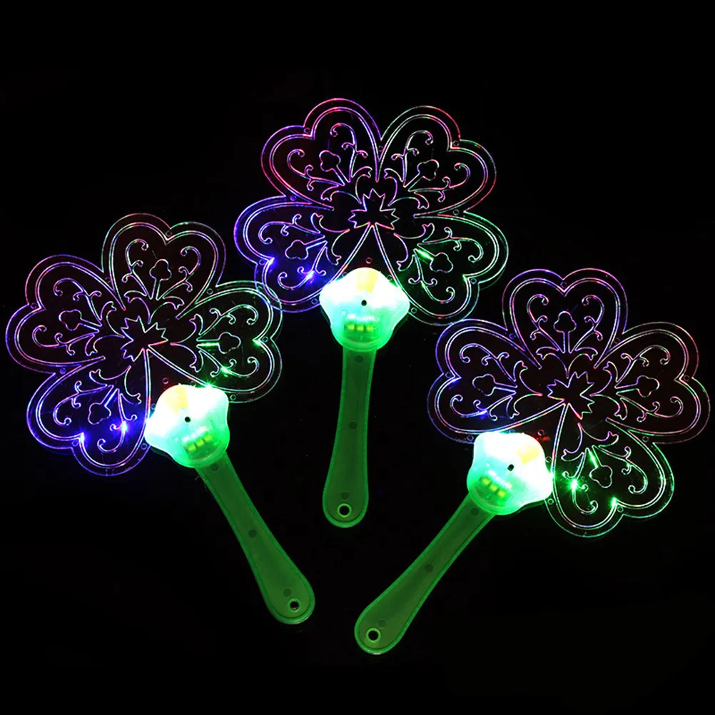 

6 Pcs Glowing Fan Chinese Festival Decorations LED Handheld Flashing Fans Colorful Transparent
