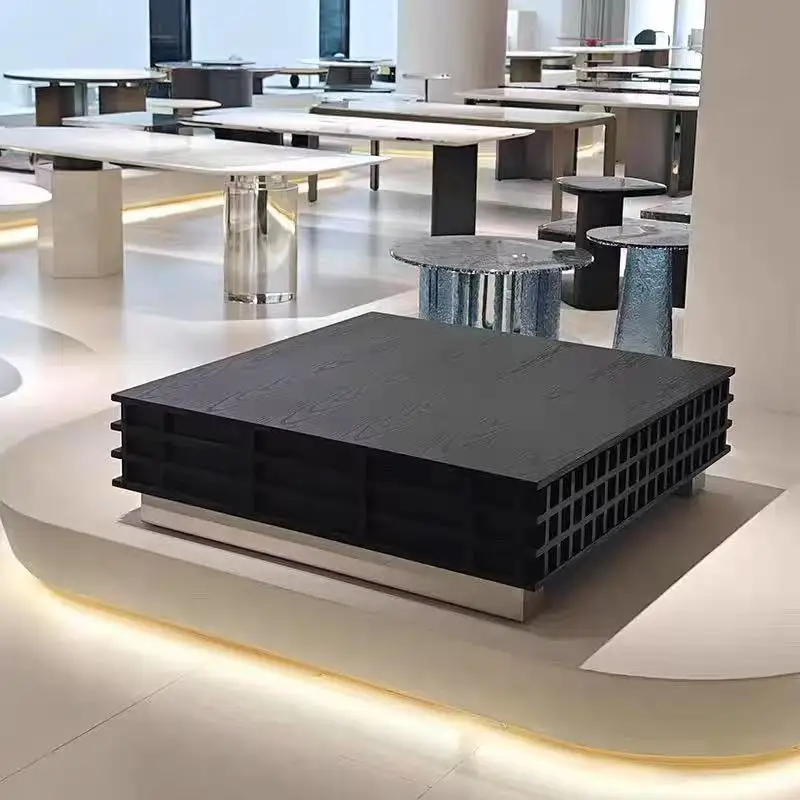 

Medieval wabi-sabi style, solid wood rectangular coffee table, black retro art creative Italian minimalist coffee table