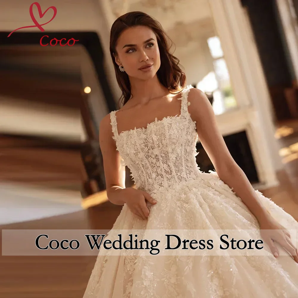 Customized Gorgeous  Wedding Dress Organza With Embroidery Ballgown Sleeveless Squarecollar Bridedress Lace Up Vestido De Novia