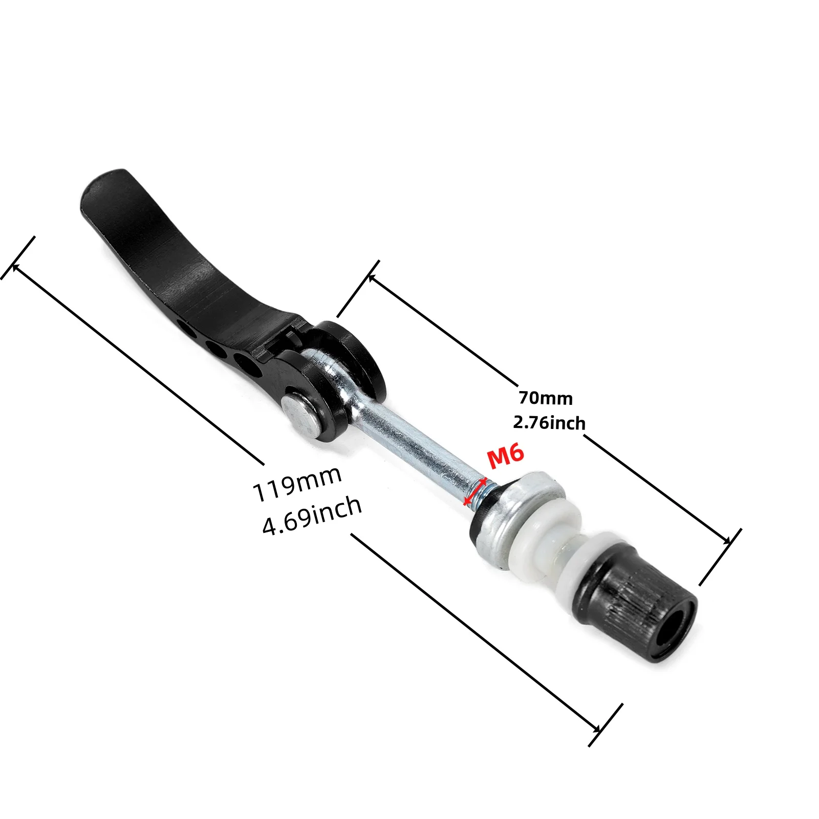 Parafuso da ligação do selim da bicicleta da liga de alumínio de 2 pces, parafuso de liberação rápida m6 x 70mm, para todos os tipos de bicicletas