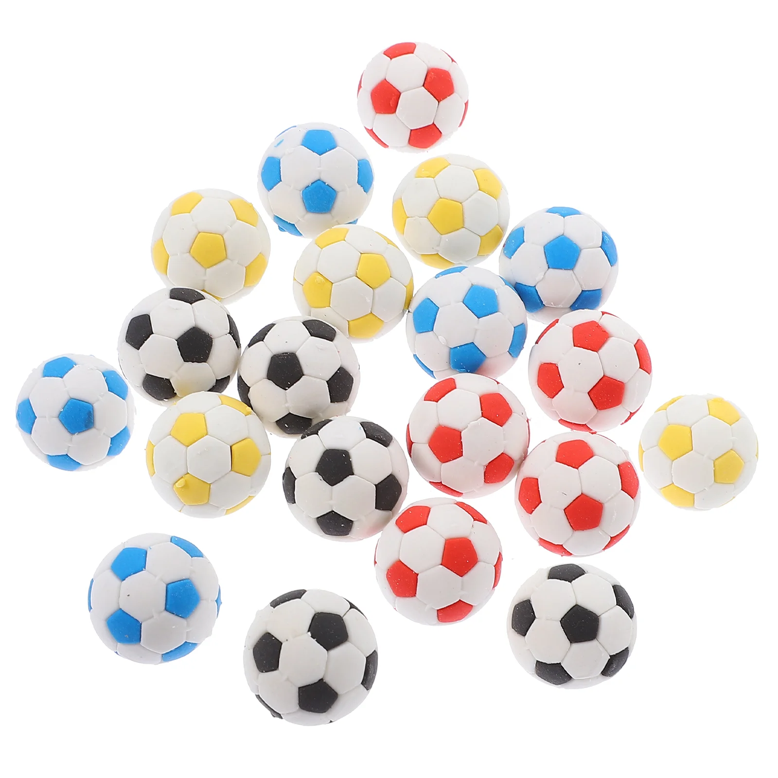 20 Pcs Cartoon Erasers Football 3d Small Shape 20pcs Mixed Color Pencils for Kids Delicate