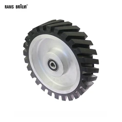 Lijadora de correa de rueda de contacto de goma dentada de 200x50mm, juego de correas abrasivas de rueda de pulido