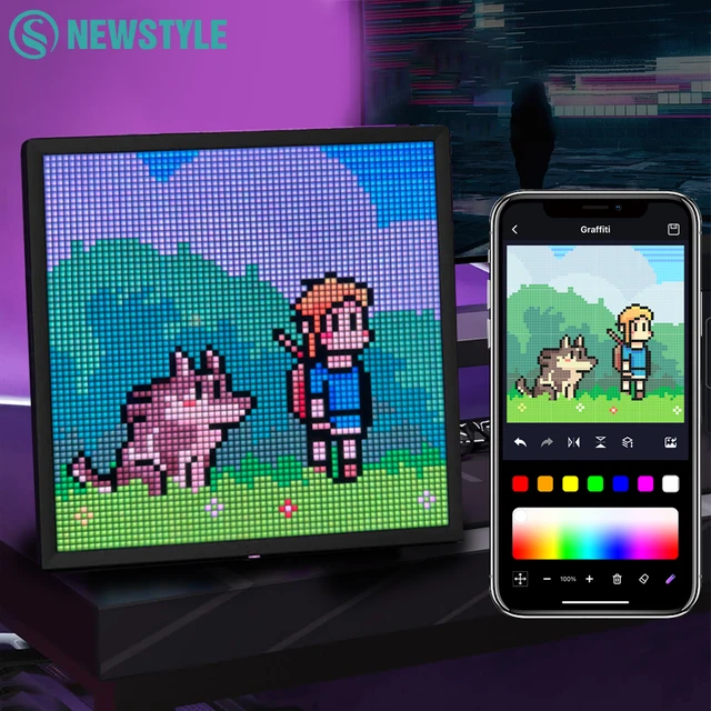 Wyświetlacz pikselowy LED 64x64 Panel matrycowy LED RGB Programowalny wyświetlacz Pixel Art z kontrolą aplikacji Bluetooth Kreatywny ekran pikselowy