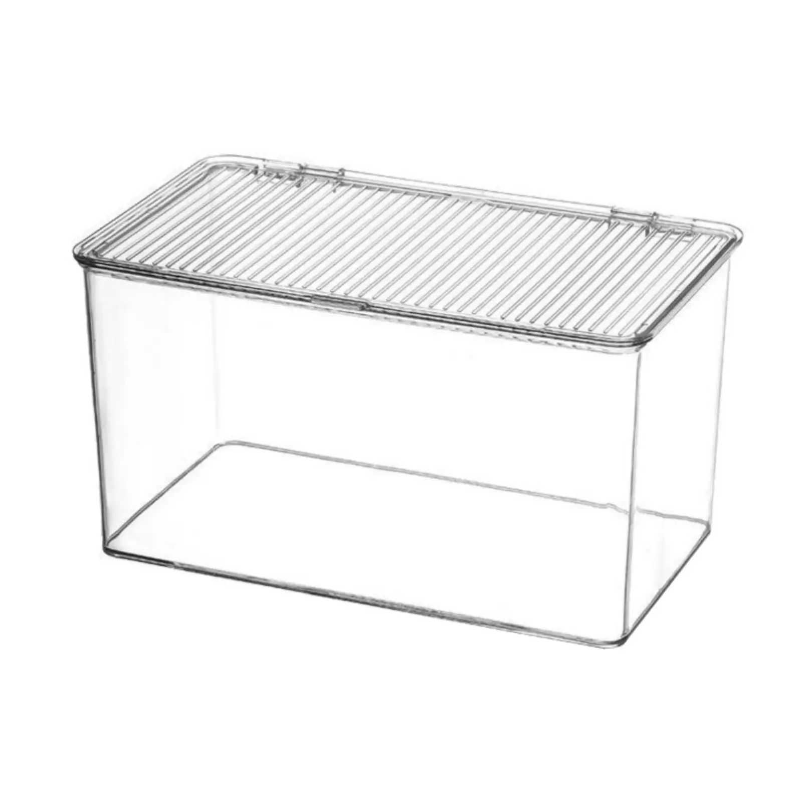 Transparent Acrylic Storage Box with Hinged Lid for Desk Stationery and Makeup Organization