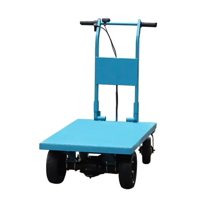 Electric Four Wheel Garden Cart Platform Pneumatic Tires 800kg Load Capacity Roller Tray 1 Year Warranty