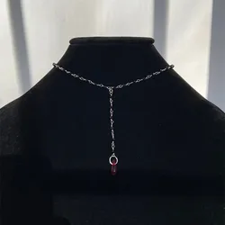 Vampire Necklace Mini Rosary Black Droplet Bead Dark Red Rosary Chain
