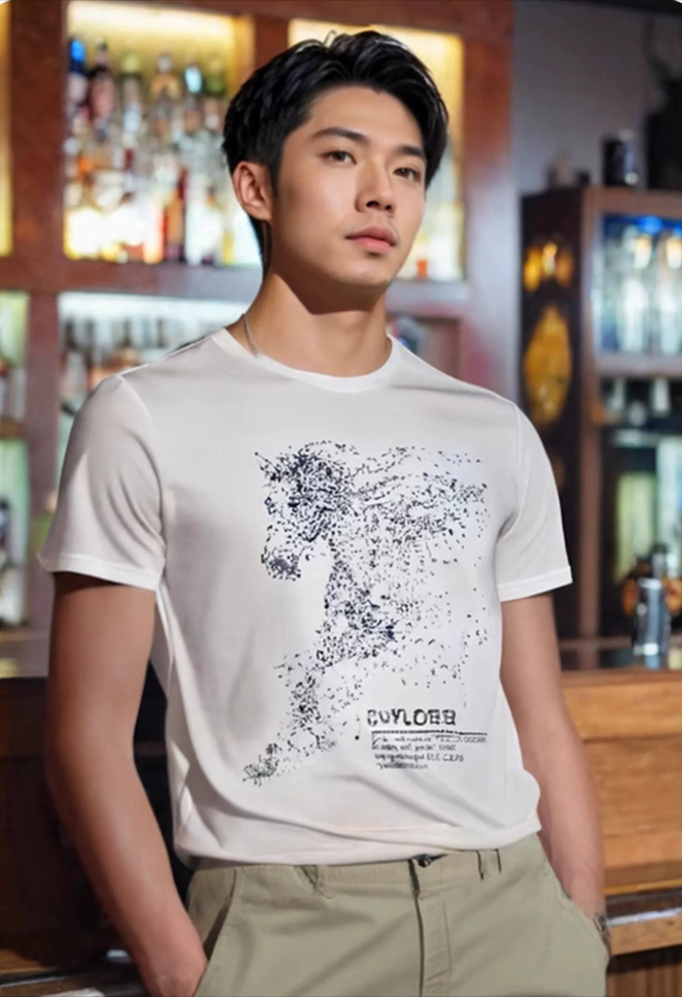 2026 Summer New Men War Horse Letter Rhinestone T Shirt Black White Fashion Round Neck Short Sleeve Casual Daily Streetwear Tops