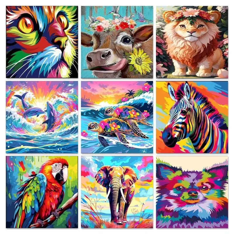 

GATYZTORY Frame Diy Painting By Numbers Animals Turtle Zebra Picture Coloring By Numbers Acrylic Handpainted Art Home Decor
