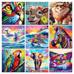 GATYZTORY Frame Diy Painting By Numbers Animals Turtle Zebra Picture Coloring By Numbers Acrylic Handpainted Art Home Decor
