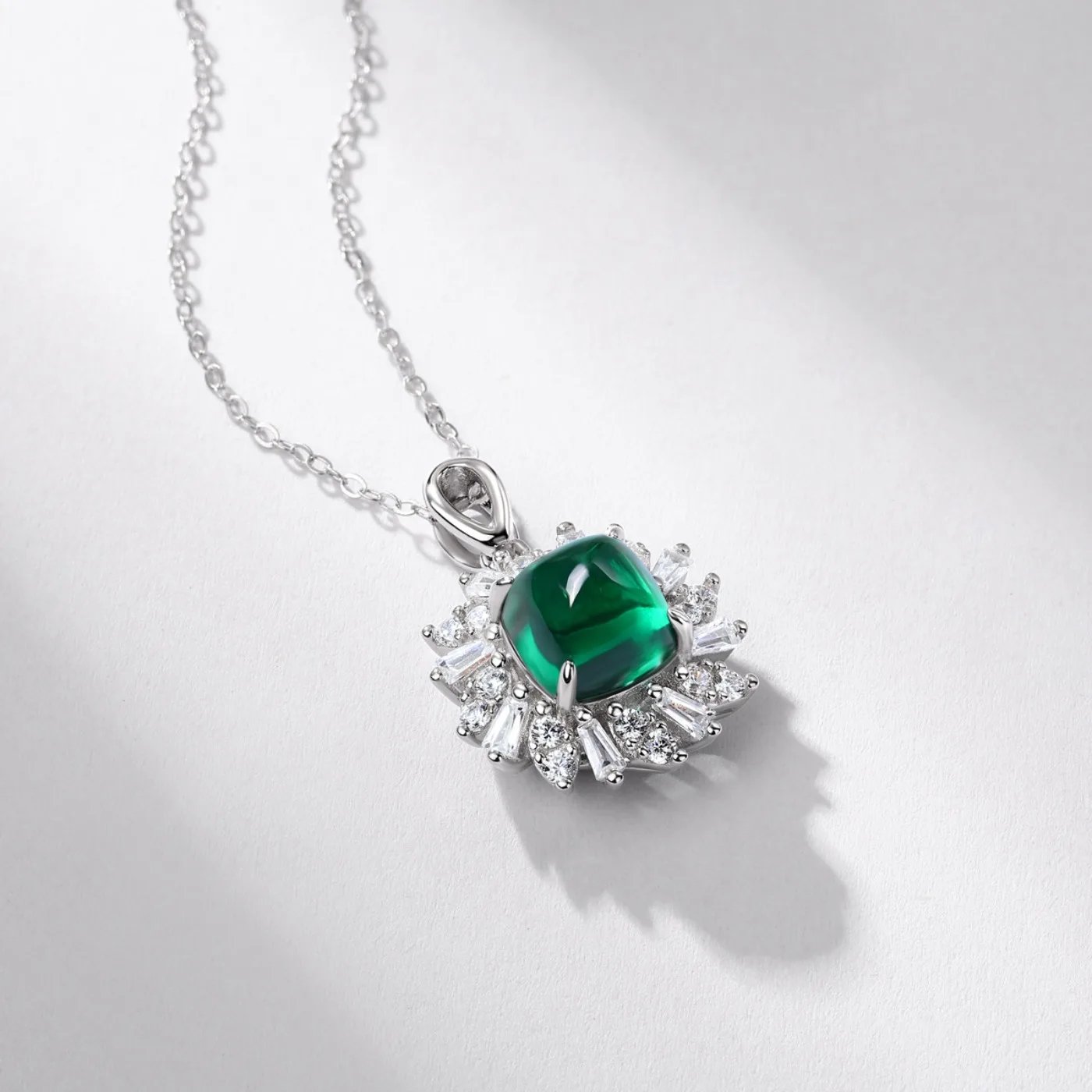 MUSHAN Luxury Jewelry 925 Sterling Silver Chain Pendant Necklace Lab Grown Emerald Ruby Gemstones Necklaces Pendants GRC Jewelry view 5