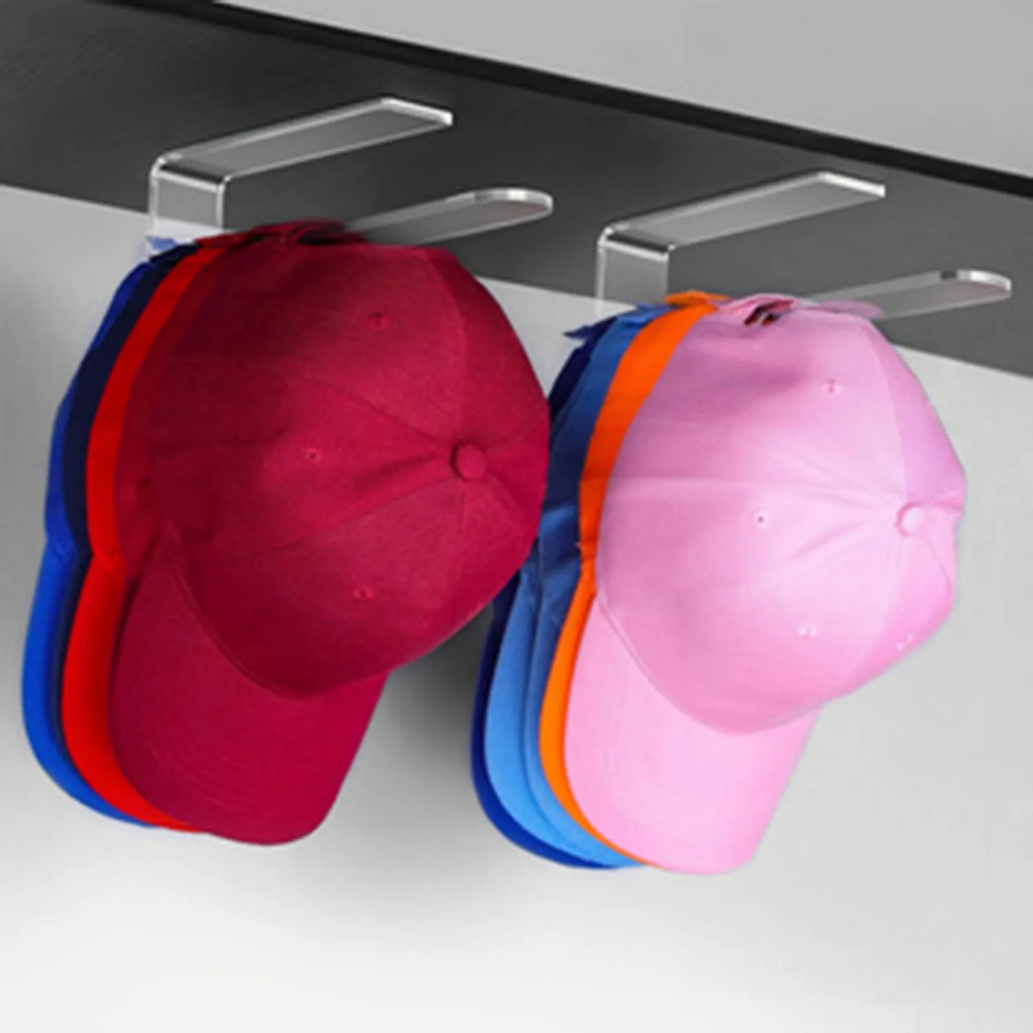 Hat Display Storage Rack Acrylic Baseball Cap Storage Bag Glued Baseball Cap Racks Wall Mounted L-Shape Baseball Cap Racks