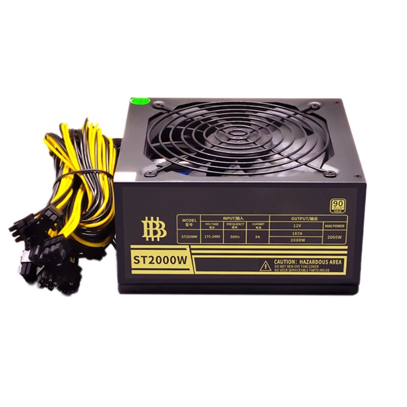 

NEW-2000W ATX ETH Mining Bitcoin Power Supply 95% Efficiency Support For BTC Bitcoin Miner