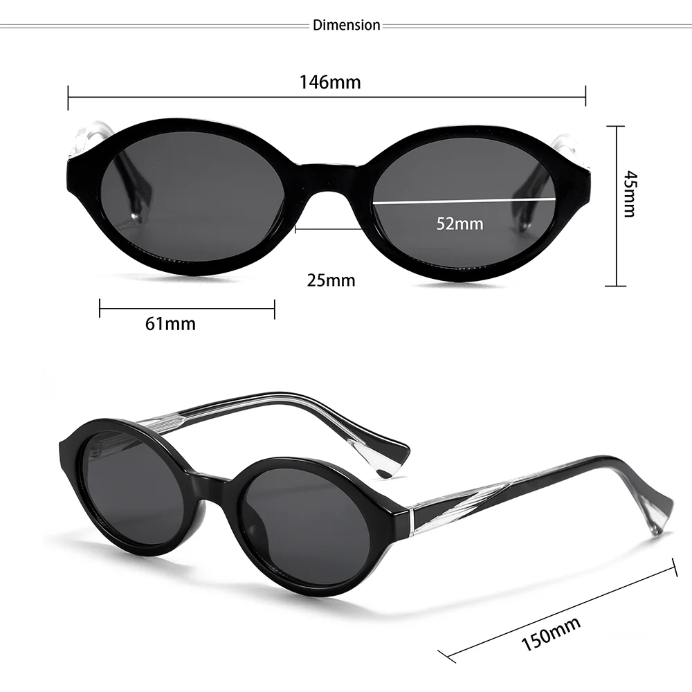 CATERSIDE Retro Damen-Sonnenbrille mit ovalen Gläsern und hochwertigen, dicken Rahmen, Herren-Brille für Outdoor-Fahrten, modische Street-Style-Brille, UV40 – Detail 4