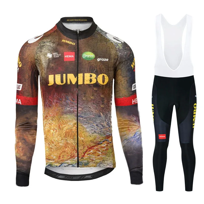 New Spring and Autumn Team Cycling Jersey Set Men Long Sleeve Bicycle Clothing MTB Maillot Bike Uniform Bib Ropa Ciclismo