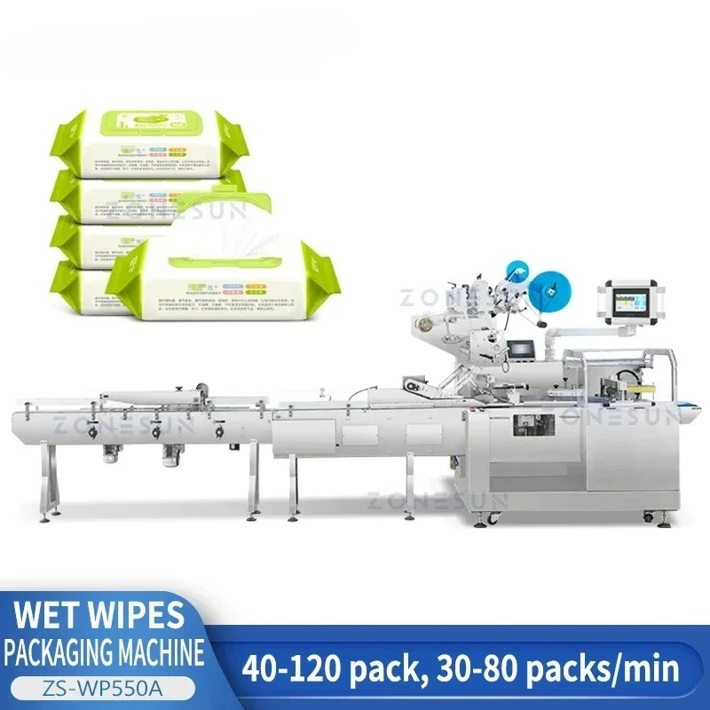 ZONESUN ZS-WP550A Flat Pack Length Fold Wet Wipes Making Machine Baby Wipe Paper Towel Tissue Bagger Antiseptic Production Line