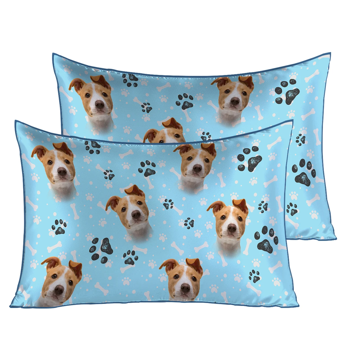 

2 Piece Dog Head and Cute Footprint Design Pillowcase for Kids and Adults Good Gift for Birthday and Christmas Home Decor