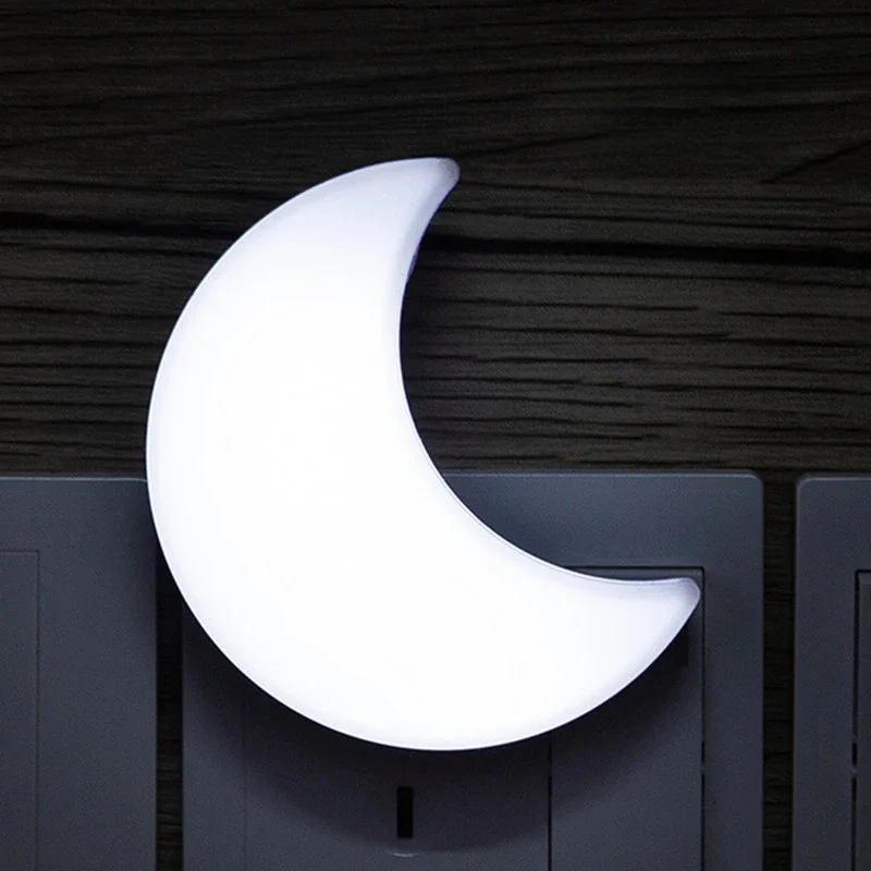 Moon Night Light Plug Into Wall Cute Baby Wall Nursery Lamp Intelligent Light Sensor LED Nightlight for Kids Bedroom Hallway