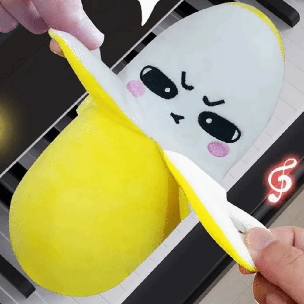 Metrónomo de inducción de fruta creativo, juguete de peluche de plátano suave y bonito, muñeco de peluche interactivo, juguete educativo de plátano