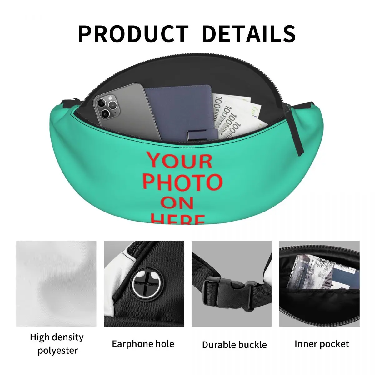 Family Pets Custom DIY Logo Fanny Pack Men Women Casual Customized Photo Print Crossbody Waist Bag for Running Phone Money Pouch