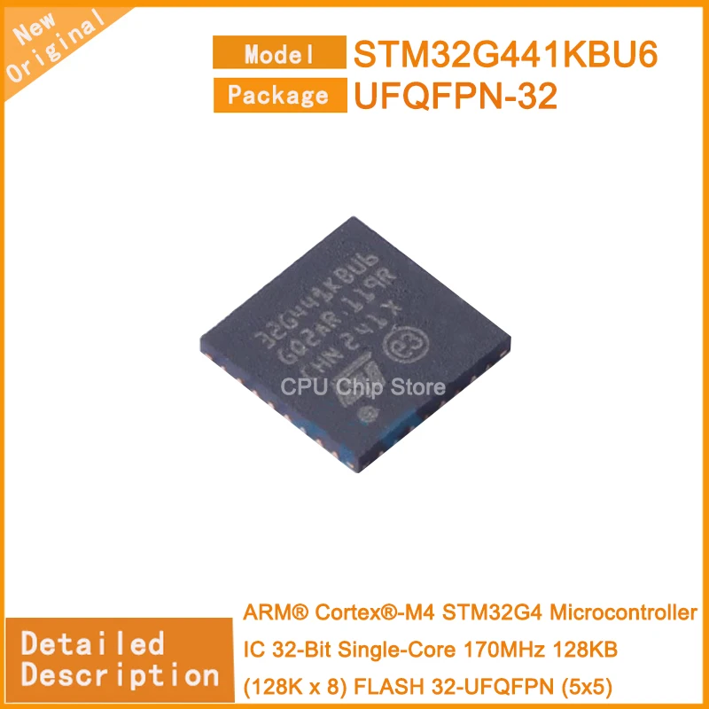 

5Pcs/Lot New Original STM32G441KBU6 STM32G441 Microcontroller IC 32-Bit Single-Core 170MHz 128KB (128K x 8) FLASH 32-UFQFPN