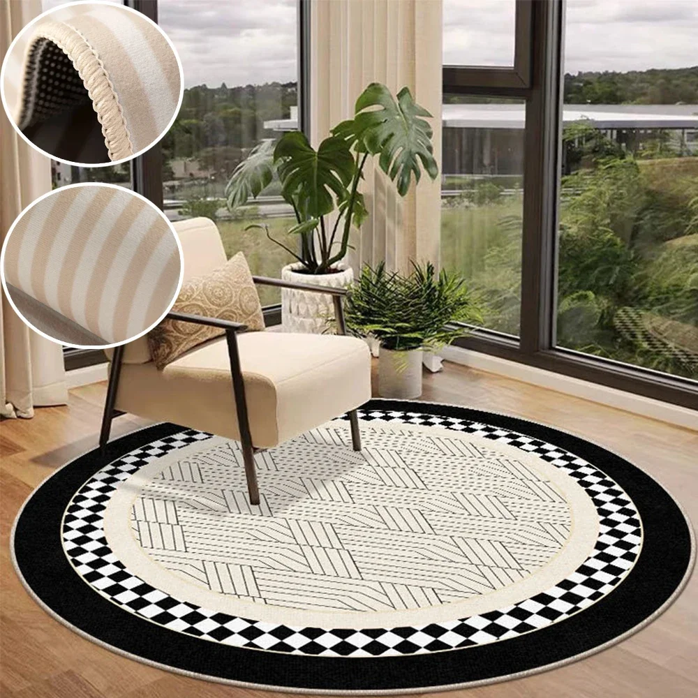 Alfombra de terciopelo de cristal redonda de lujo con luz francesa para sala de estar, sofá, mesa de té, alfombra antideslizante impermeable para decoración de dormitorio