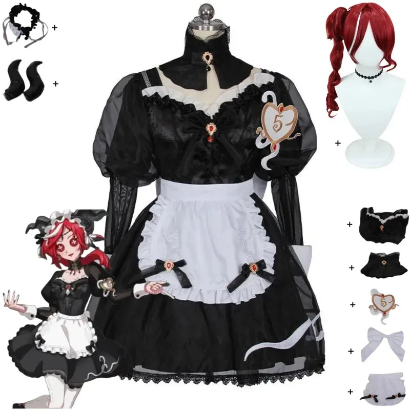 أنيمي لعبة الهوية الخامس فيونا جيلمان الكاهنة تأثيري حلي فساتين خادمة سوداء شعر مستعار امرأة مثير لطيف حفلة الهالوين الزي if;3