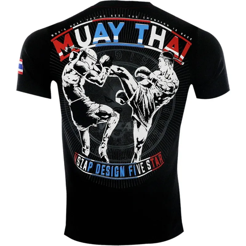

VSZAP Muay Thai T Shirt Sports Running T Shirt Men Gym Fitness MMA Training Shirts Dry Fit Sportswear Boxing Quick Dry
