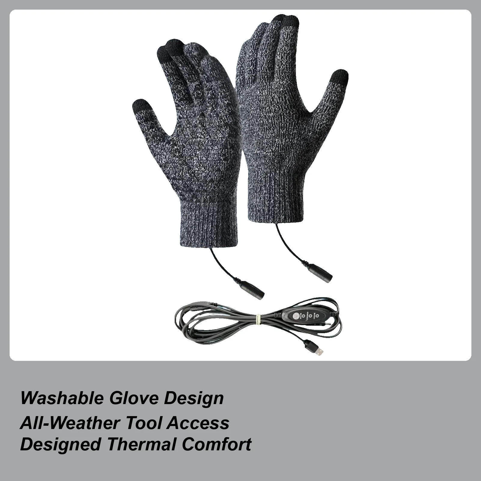 

USB Heated Gloves Screen Touch Winter Thermal Heating Mitts 3-Mode Windproof Mittens Warm Clothing For Cycling Skiing Hiking