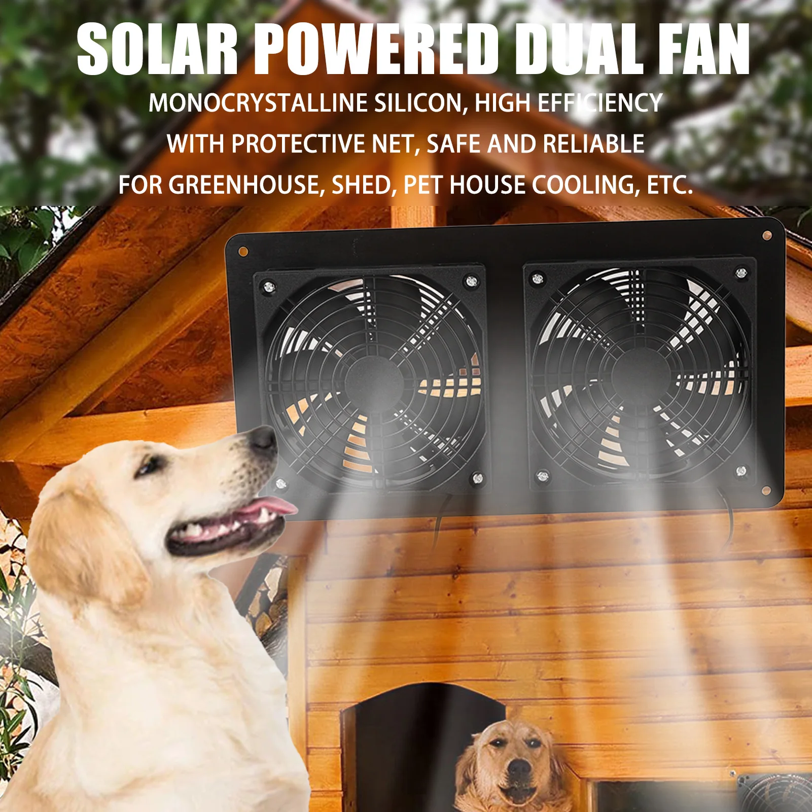 

12V 10W Solar Powered Fan Kit Monocrystalline Silicon 3W Dual Cooling Fan for Car Greenhouse Portable Solar Fan Solar Panel Fan