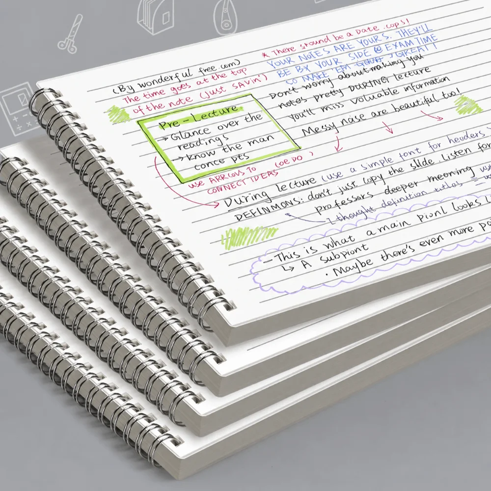 Multi-functional B5 Notebook Side-Bound Double Spiral Spiral Notebook 60 Sheets Journal School Office