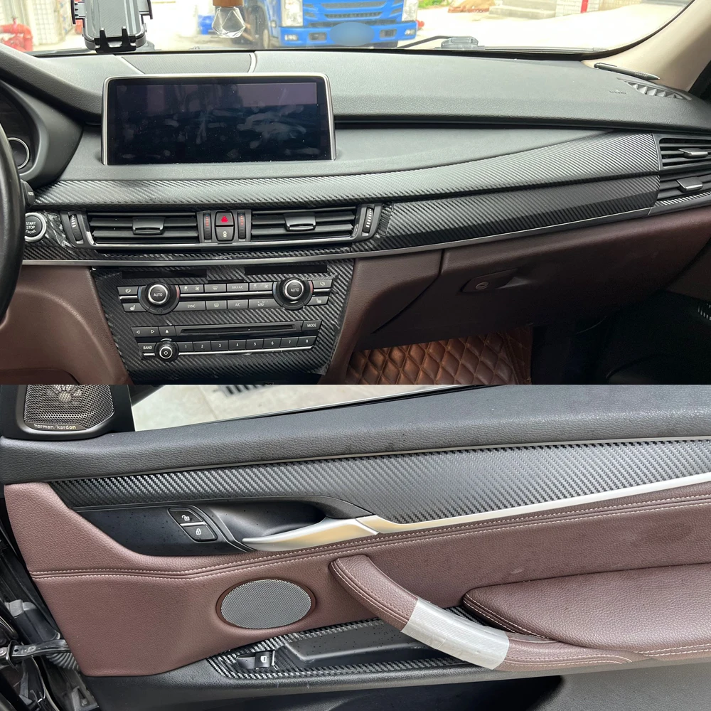 

For BMW X6 F16 2015-2018 Car-Styling 3D/5D Carbon Fiber Car Interior Center Console Color Molding Sticker Decals Parts
