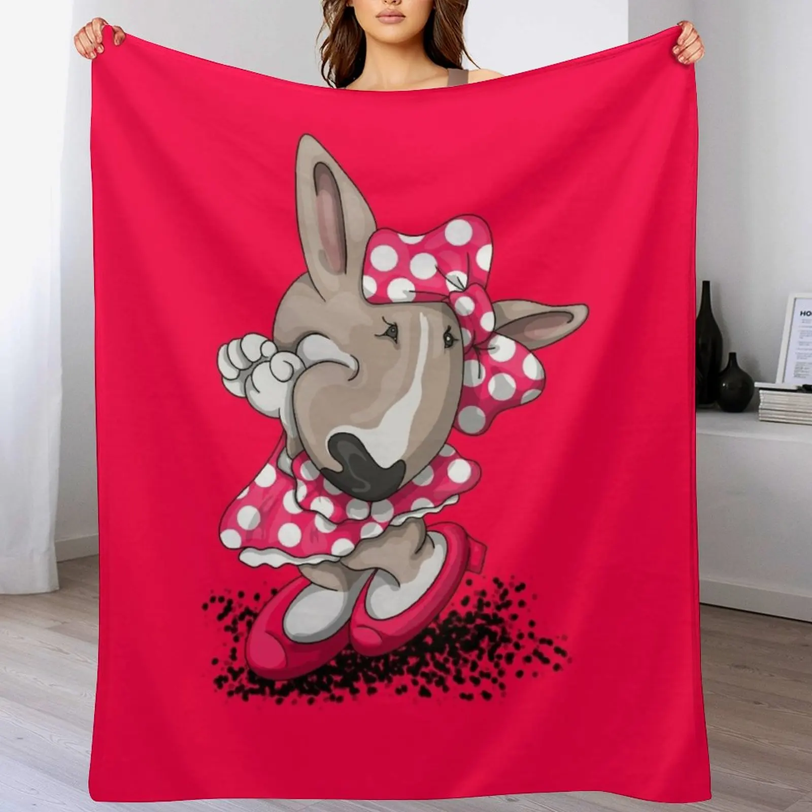 Miss Mini Bullterrier Throw Blanket Beach Soft Nap Blankets