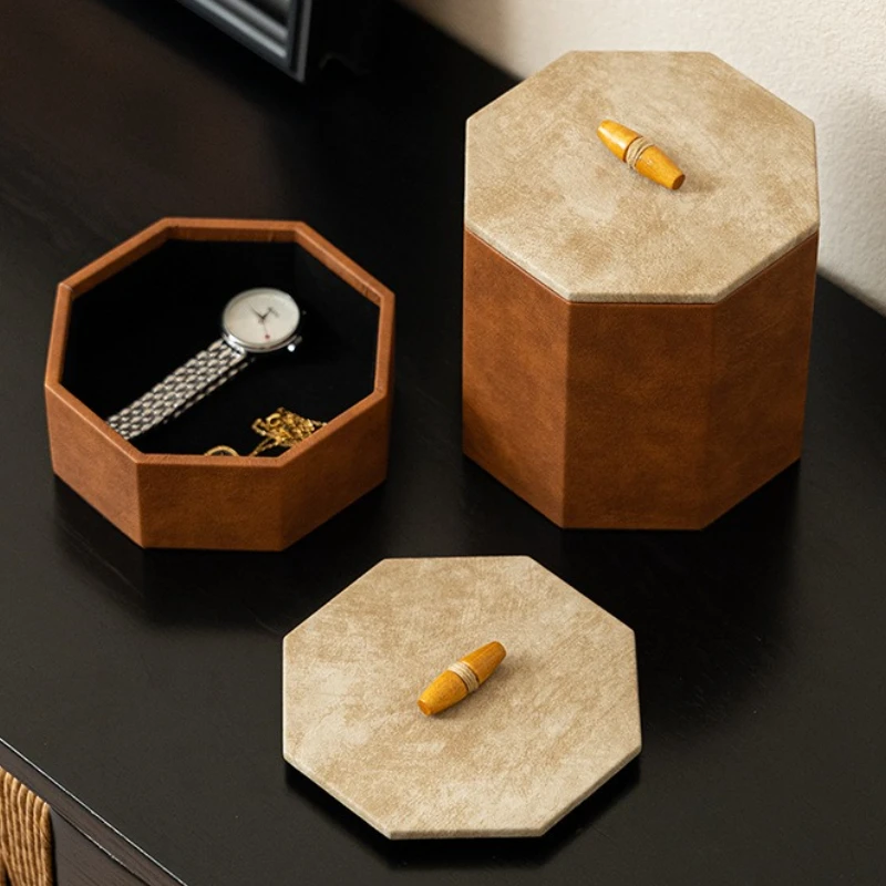 

Leather Jewelry Box Minimalist Wooden Storage Boxes Bracelet Earring Necklaces Display Case Organizer Watch Showcases Supplies