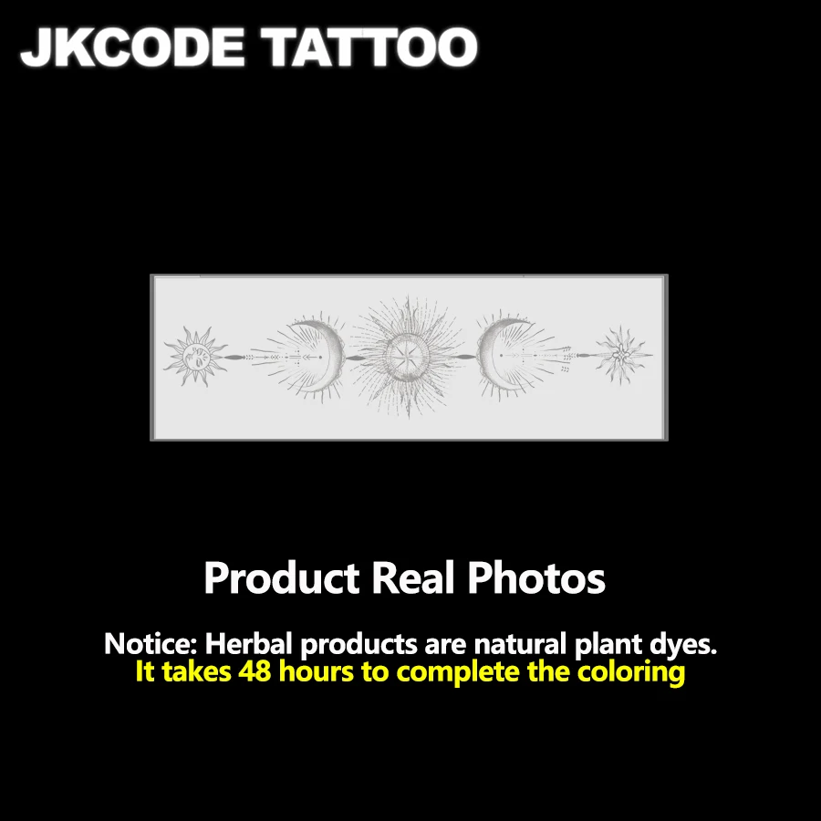 Henna Pattern Herbal Tattoo Stickers Eid Fashion Accessories Sun Moon Stars Baraka Crescent Pattern Eid Al-Adha Women's Hand and Foot Long-Lasting Waterproof Tattoo Stickers view 4