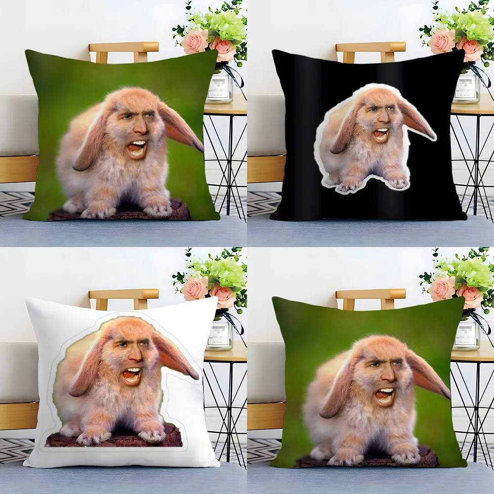 Nordic Style Nicolas Cage Rabbit Pillow Case Plush Fabric Soft  Pillowcase Double Sided Print Cushion Cover Household Gifts