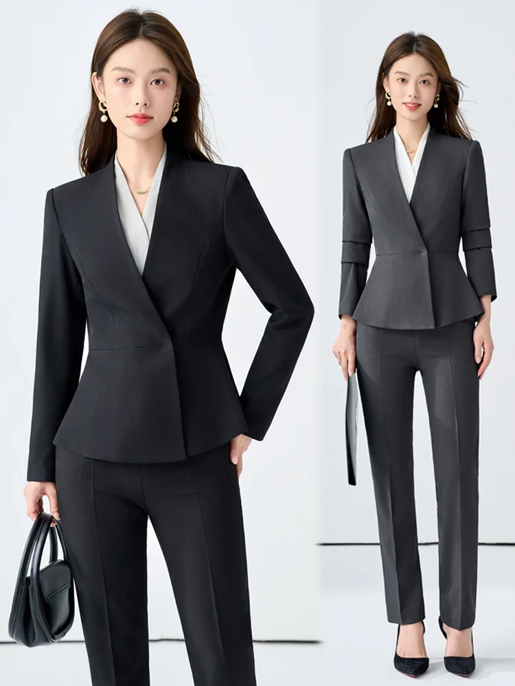 Women's fashion high-end professional formal wear suit for hotel managers, beauticians, jewelry store staff, and front desk work