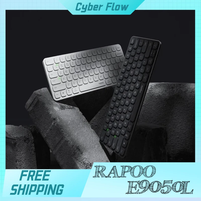 Rapoo E9050L Ultra-thin Wireless Membrane Keyboard Tri-mode Office Keyboards Buletooth Mute Long Endurance PC Accessory Gaming