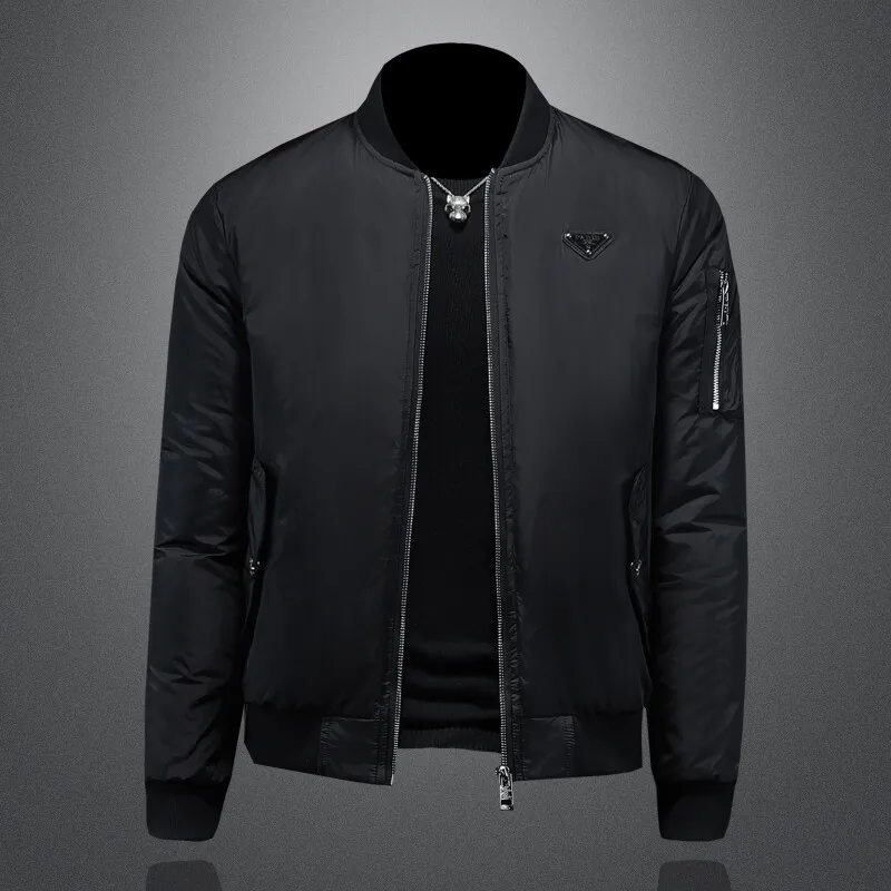 

Men's Flight Jaet down Jaet Zipper Thiened Youth Pure Color ort Faionable Winter New Arrival Warm Windproof