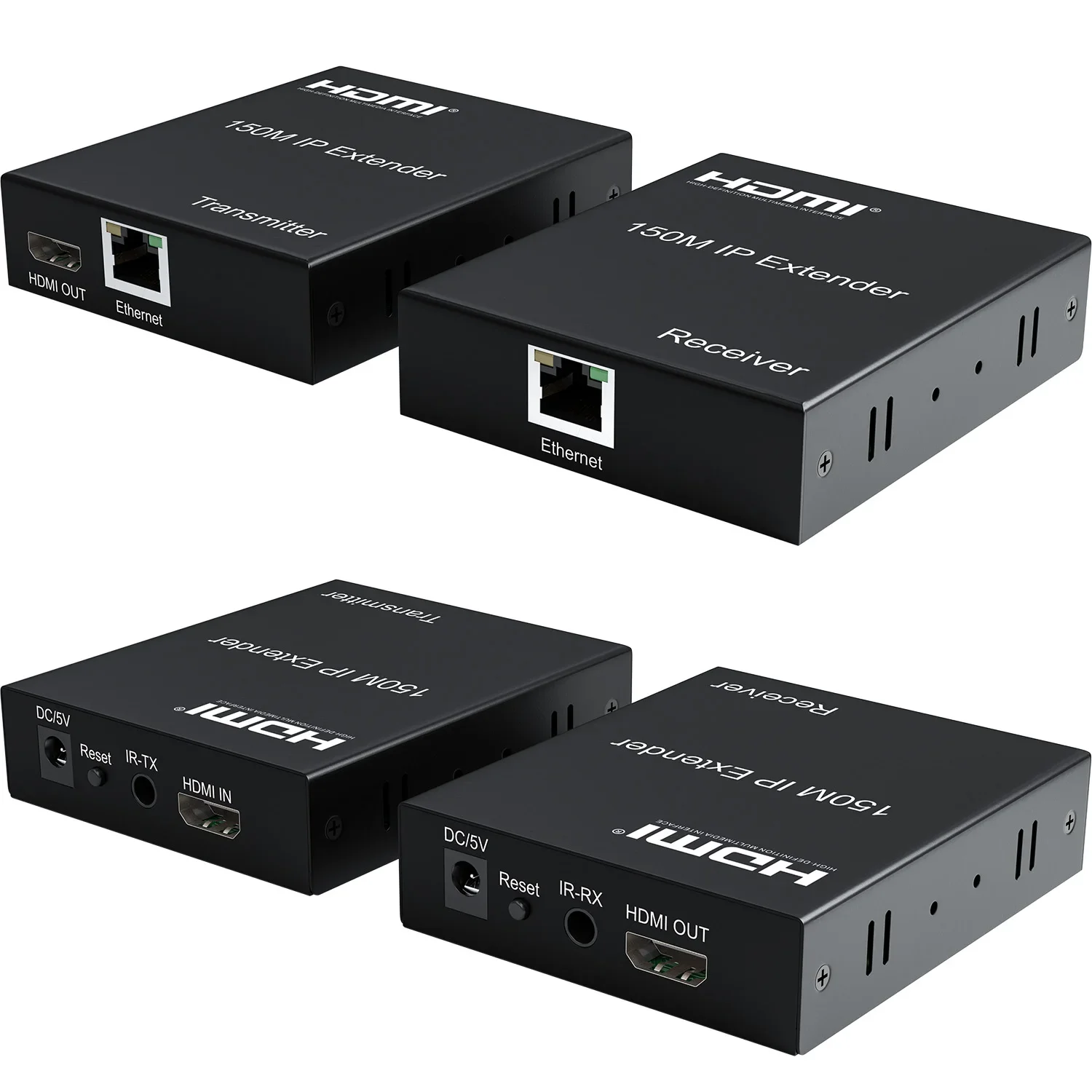 150m IP Extender RJ45 Ports 1080P HDMI Ethernet Extender Video Transmitter and Receiver By Cat5e Cat6 Cable 1 To 1 Many To Many