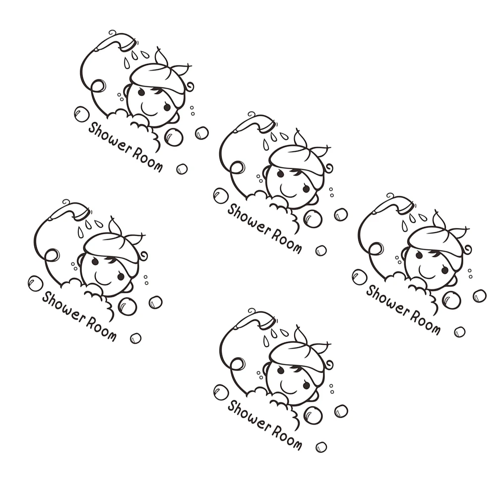 

5 Pcs Bathroom Tile Sticker Cartoon Bathroom Sticker Cartoon Wall Decal Mural PVC Kids Room Decor Smooth Surface