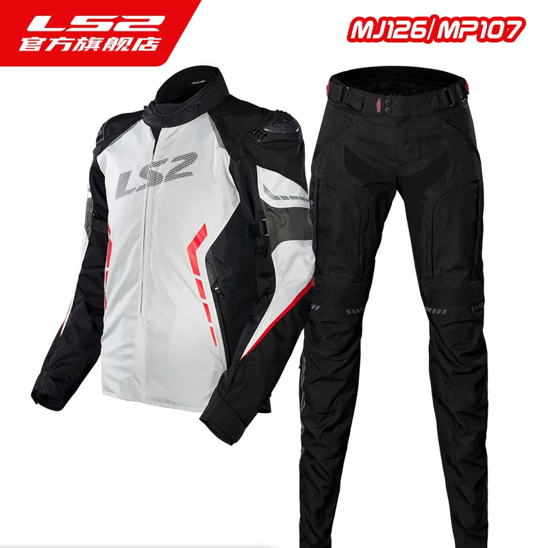 

Original LS2 MJ126E MP107E Motorcycle Waterproof Riding Jackets Pants Sport Safety Racing Suit with CE Carbon Fiber Protectors