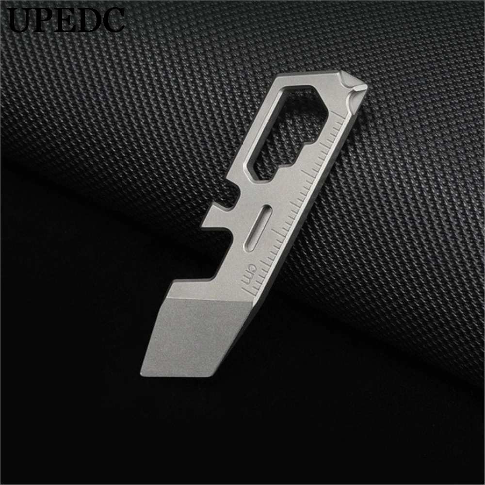 

UPEDC Titanium Alloy Crowbar Screwdriver Keychain Mini Unboxing Bottle Opener Portable Small Tool Scale Ruler Wrench